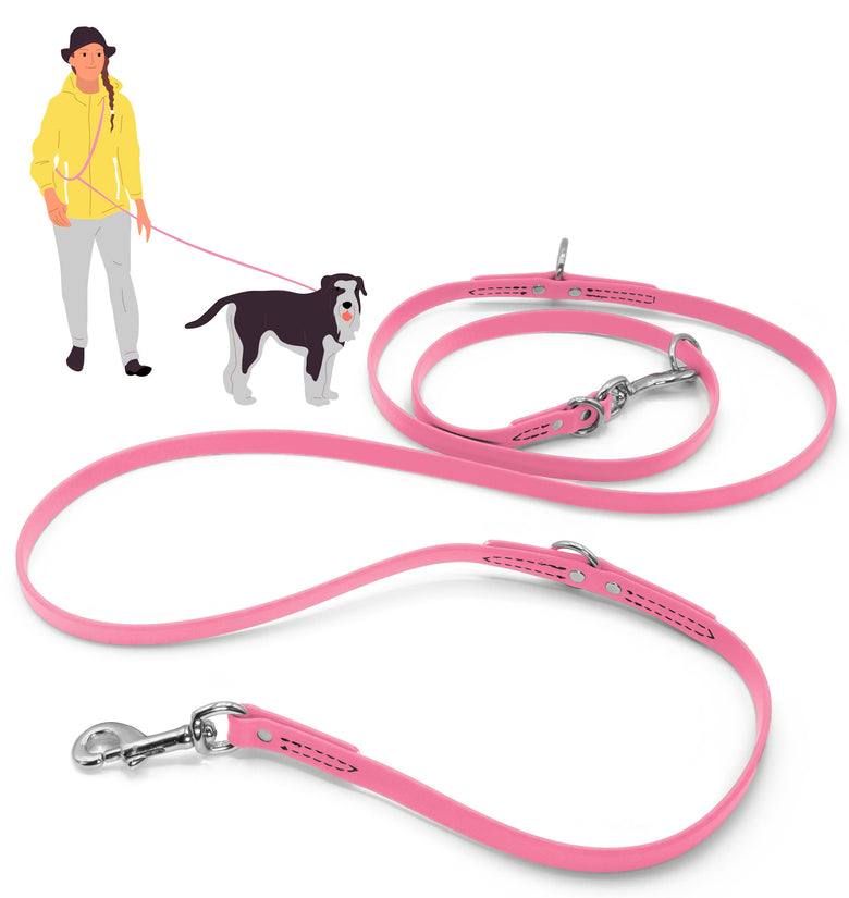 Waterproof Pink Biothane Dog Leash for Walking, Tracking [L63P